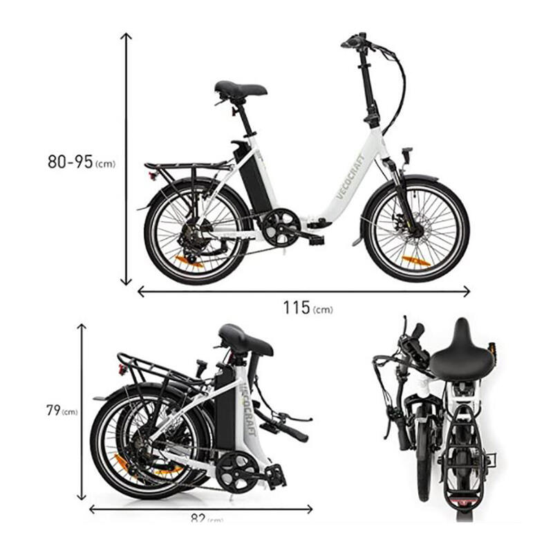 Vélo pliant électrique, entrée basse, E-Pax, 7sp, blanc, 13 Ah.