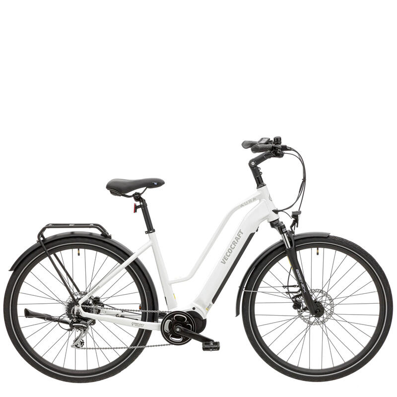 Elektrische damesfiets, middenmotor, Aura, 8 sp, wit, 13 Ah