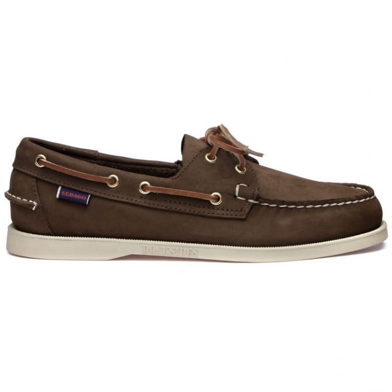 SEBAGO Scarpa da barca da uomo DOCKSIDES Marrone Nubuck - Suola bianca - SEBAGO