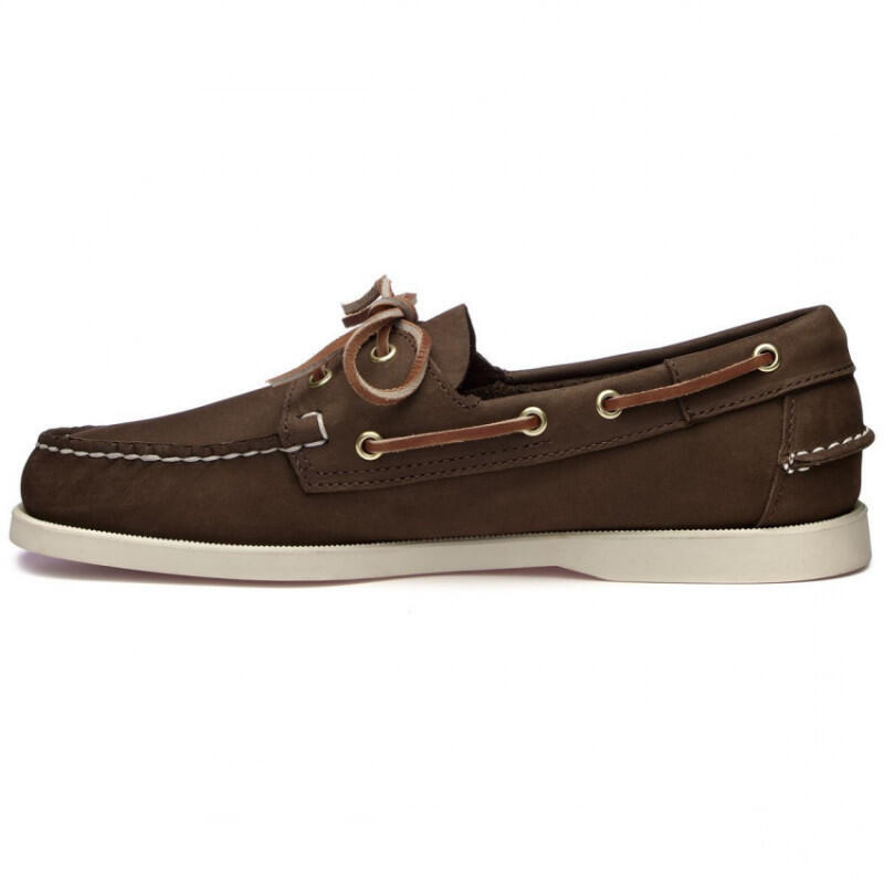 Chaussure bateau Homme DOCKSIDES Nubuck Marron - Semelle Blanche - SEBAGO