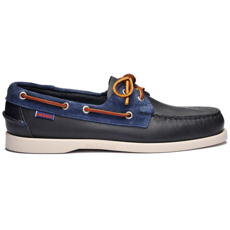 Chaussure bateau Homme SEBAGO Portland Winch daim bleu marine / blanc cassé