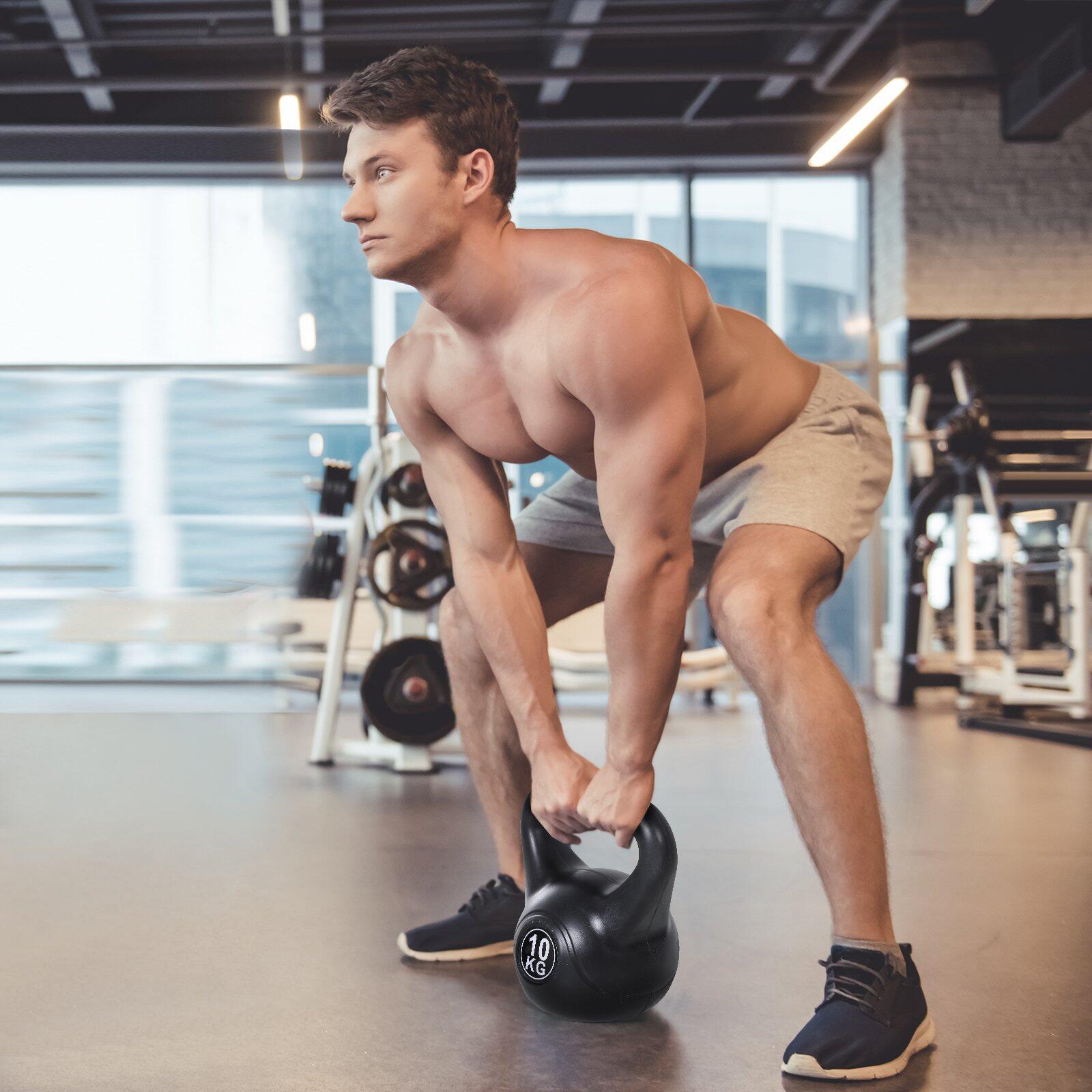 HOMCOM Kettlebell 10 kg per Allenamento Cross Training Nero 2/6