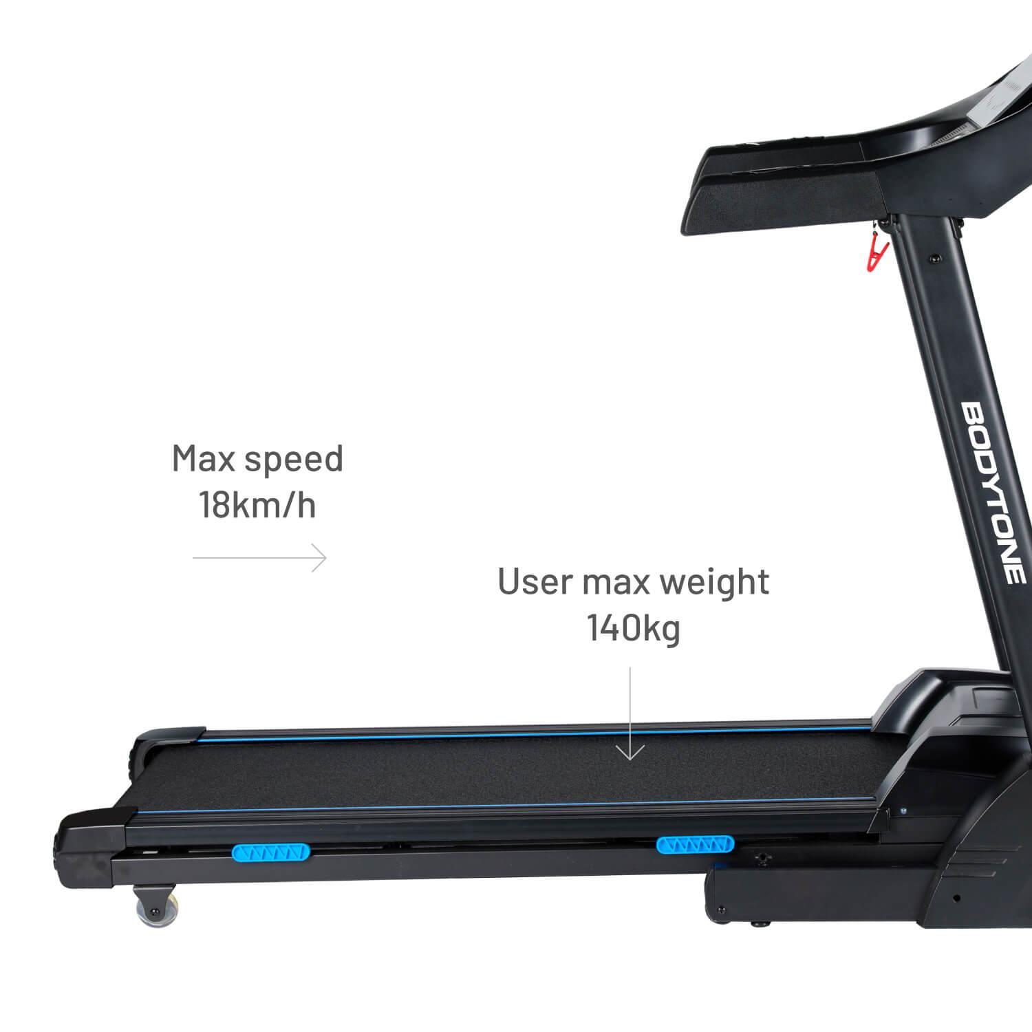 Tapis de course pliable avec Bluetooth Apps, écran LCD | Enceintes MP3 18km/h 4/8