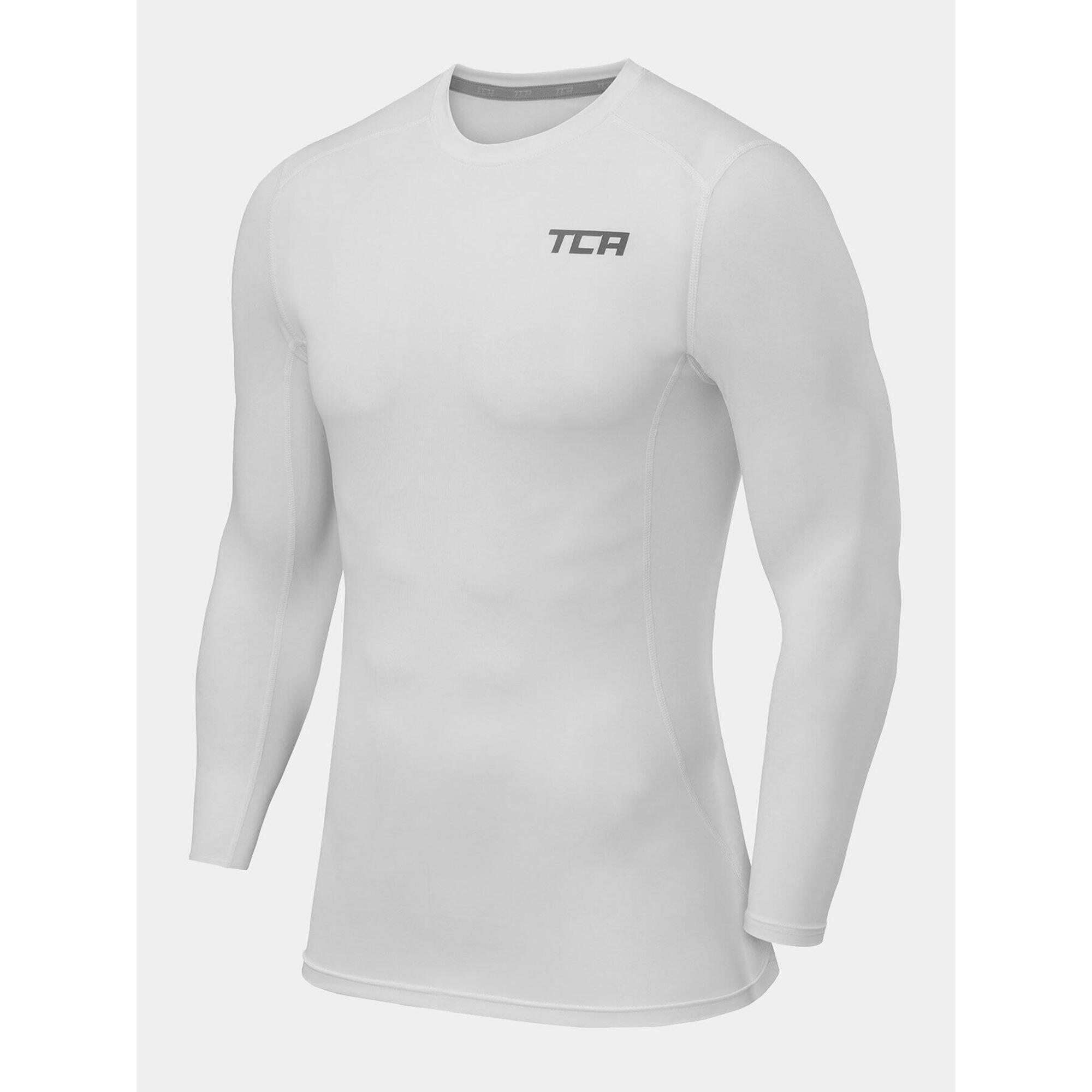 Men's Power Base Layer Compression Long Sleeve Top - Pro White 1/5