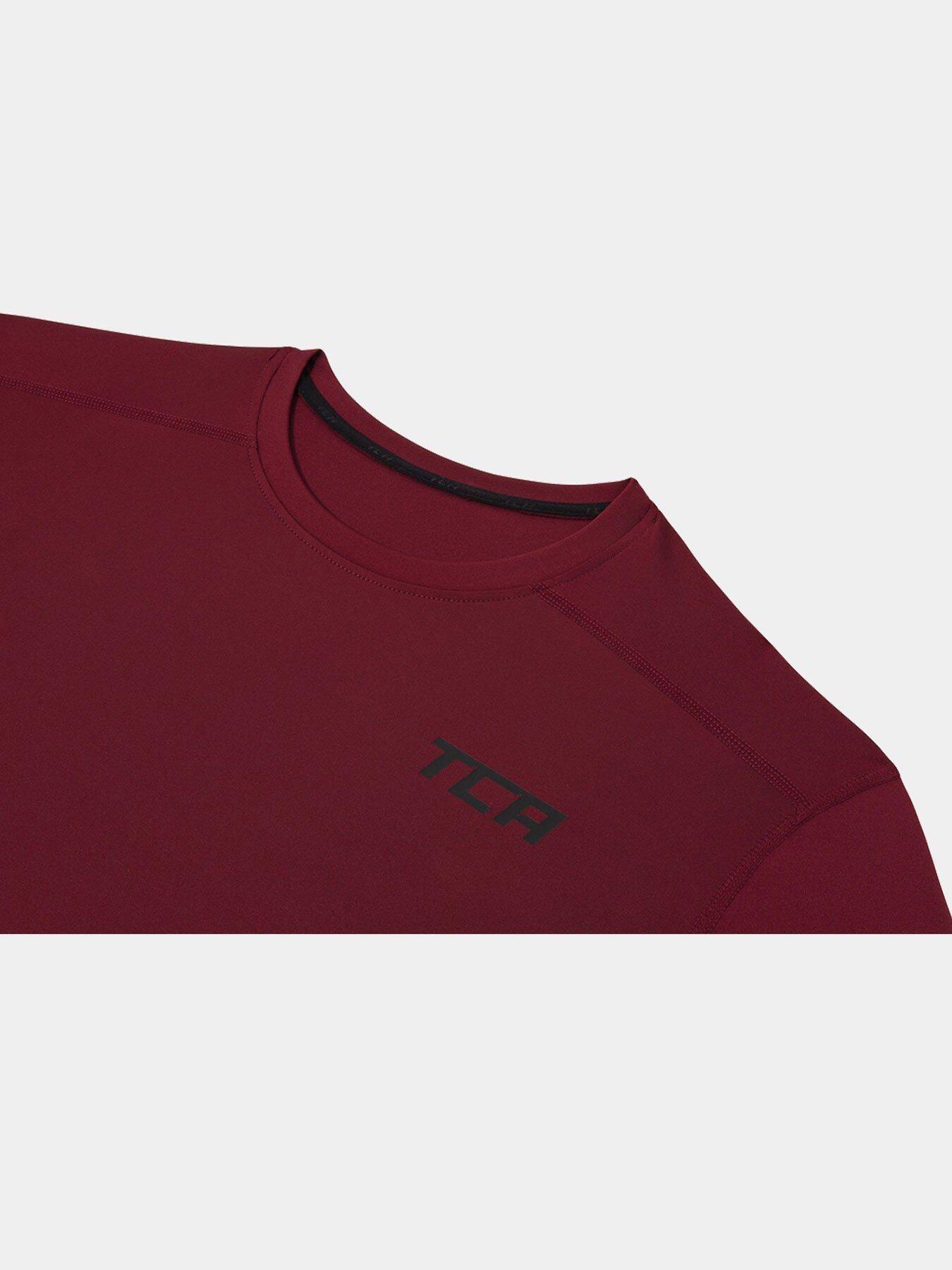 Men's Power Base Layer Compression Long Sleeve Top - Cabernet 3/5