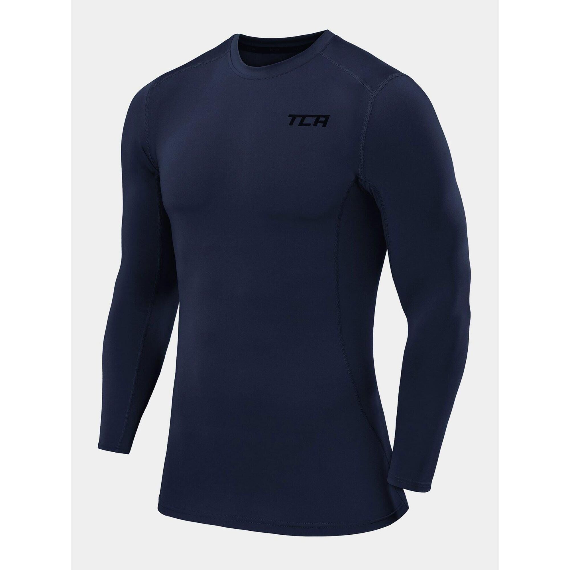TCA Men's Power Base Layer Compression Long Sleeve Top - Navy Eclipse