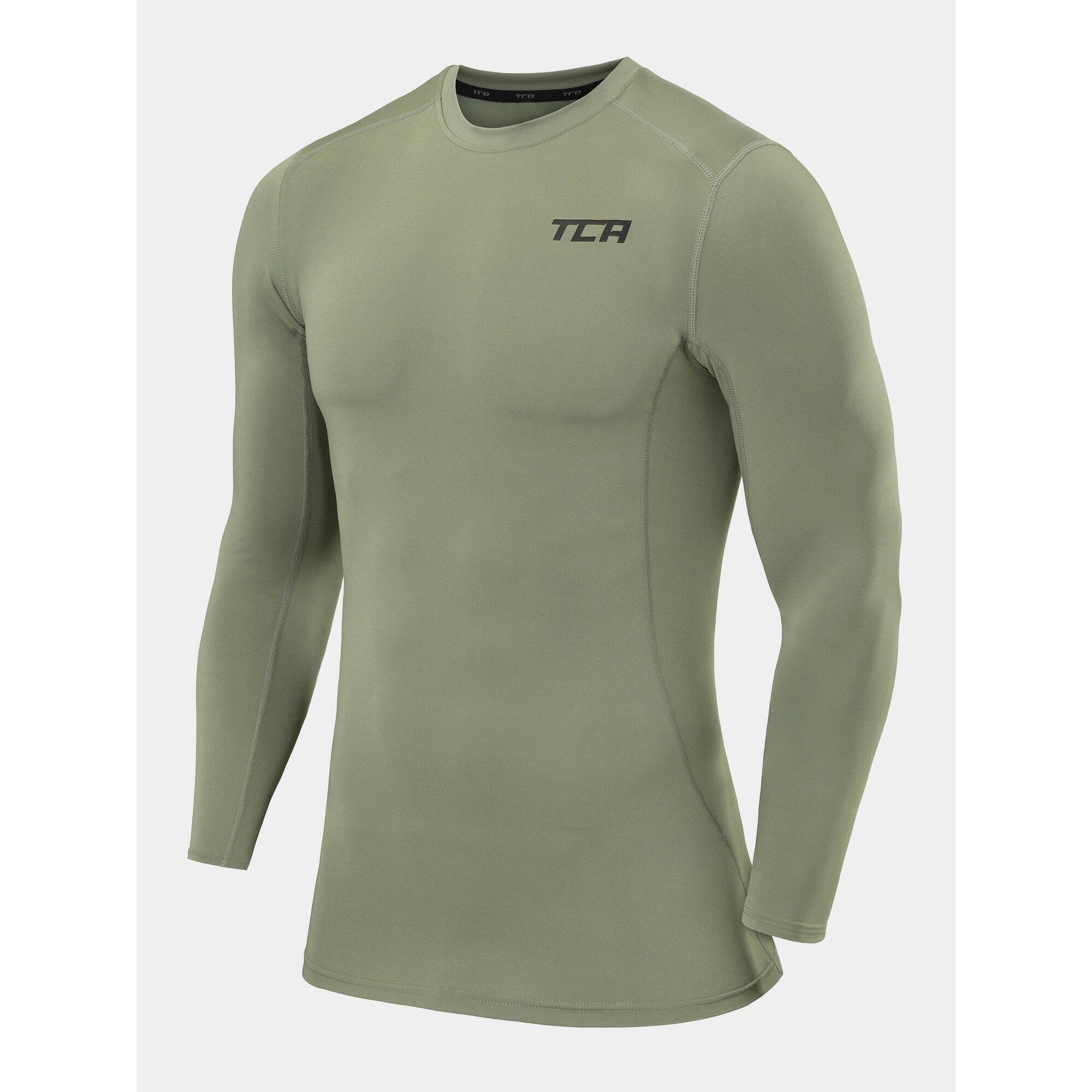 TCA Men's Power Base Layer Compression Long Sleeve Top - Army