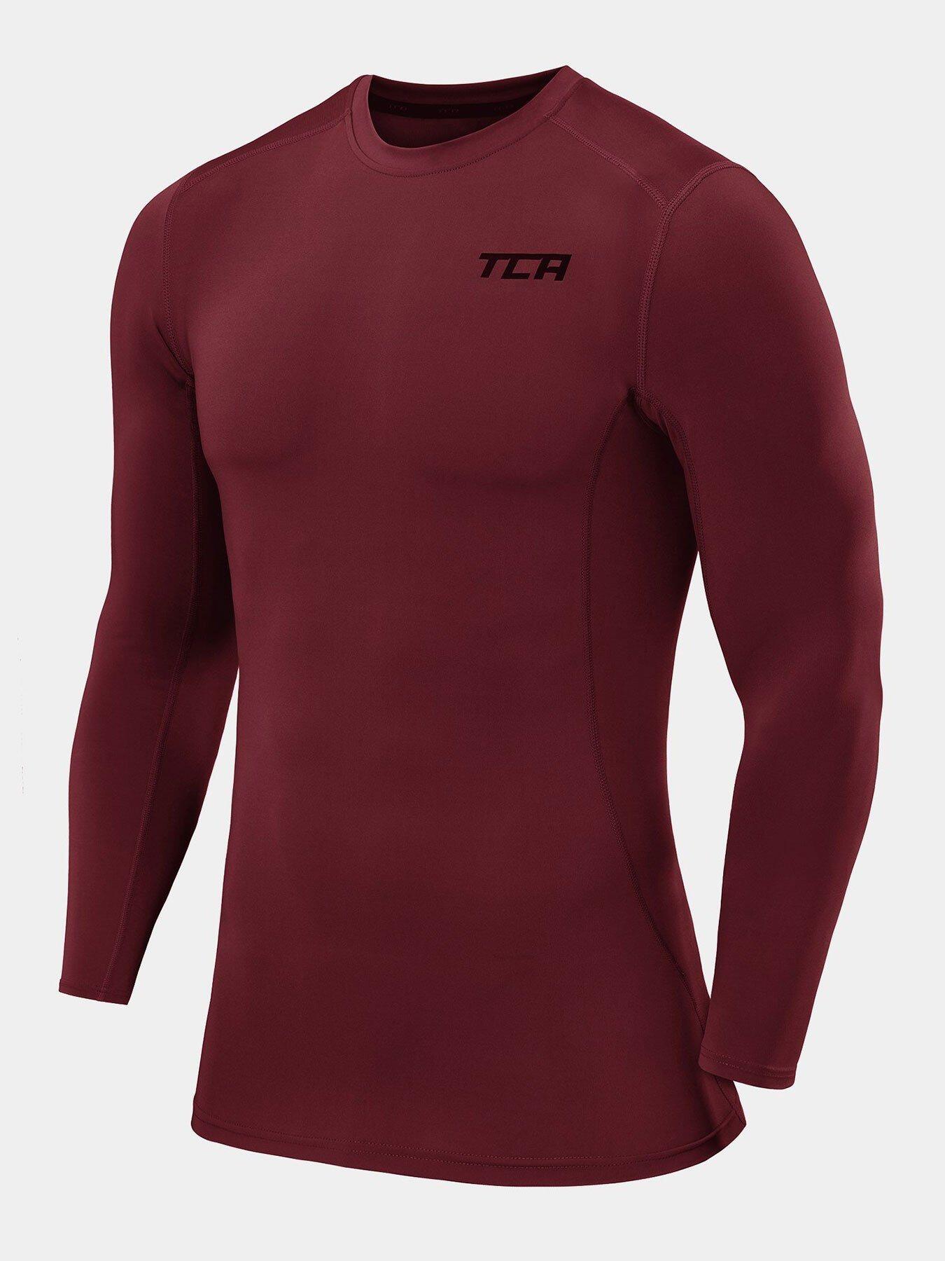 TCA Men's Power Base Layer Compression Long Sleeve Top - Cabernet