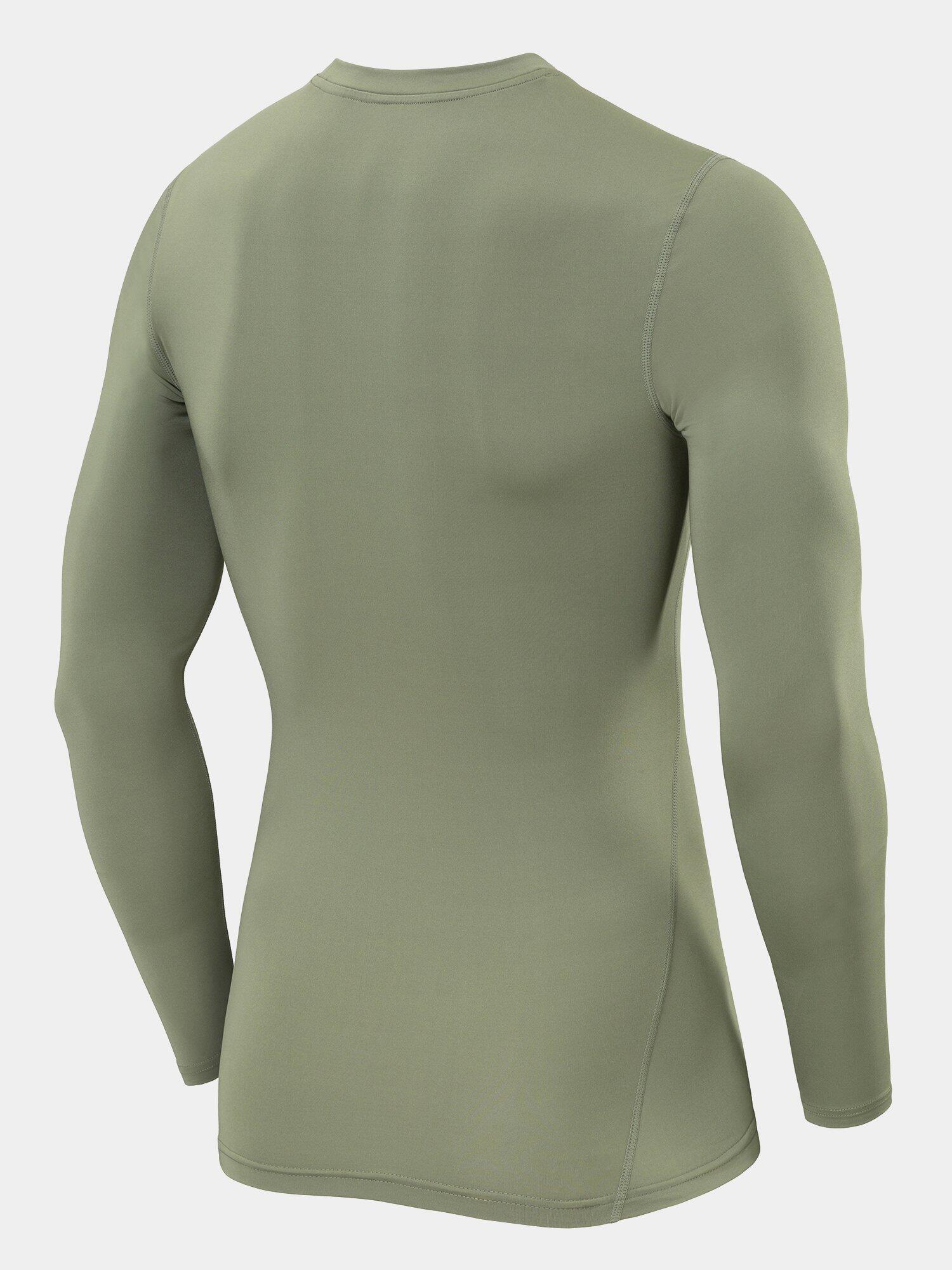 Men's Power Base Layer Compression Long Sleeve Top - Army 2/5