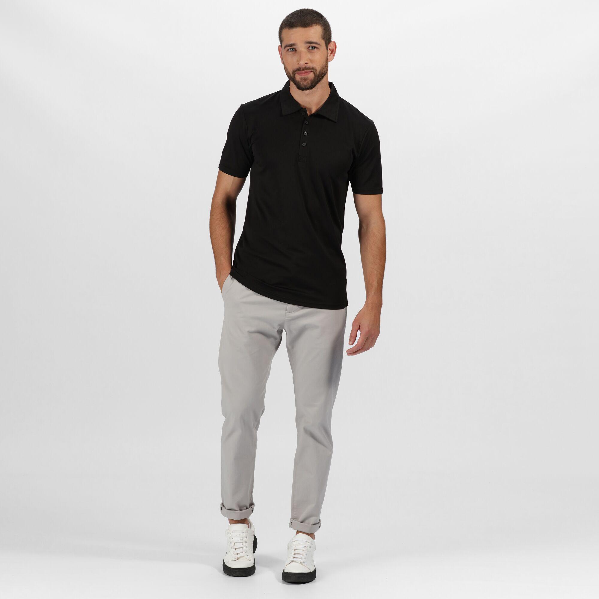 Poloshirt recyceltes Material für Herren Schwarz 4/5