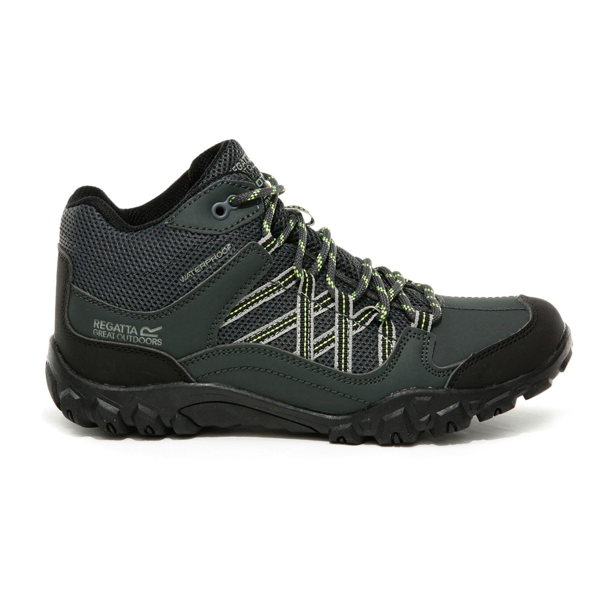 REGATTA Edgepoint Kids' Hiking Waterproof Mid Boots - Grey/Light Green