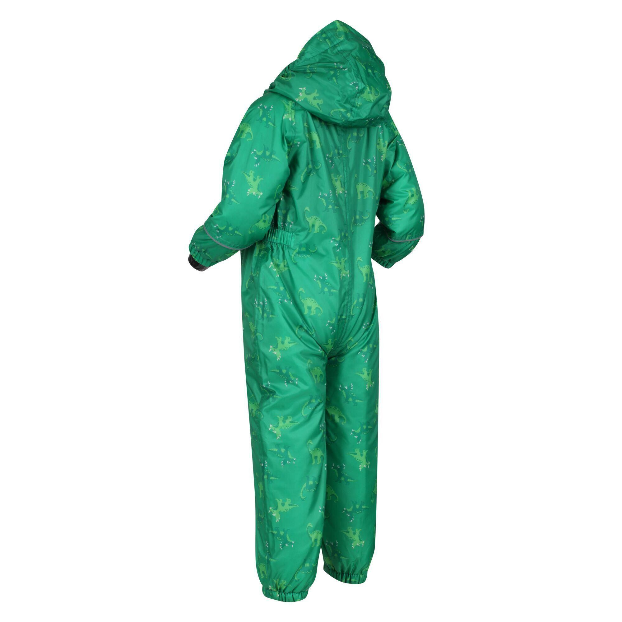 Childrens/Kids Printed Splat II Hooded Rainsuit (Jellybean Green) 3/5