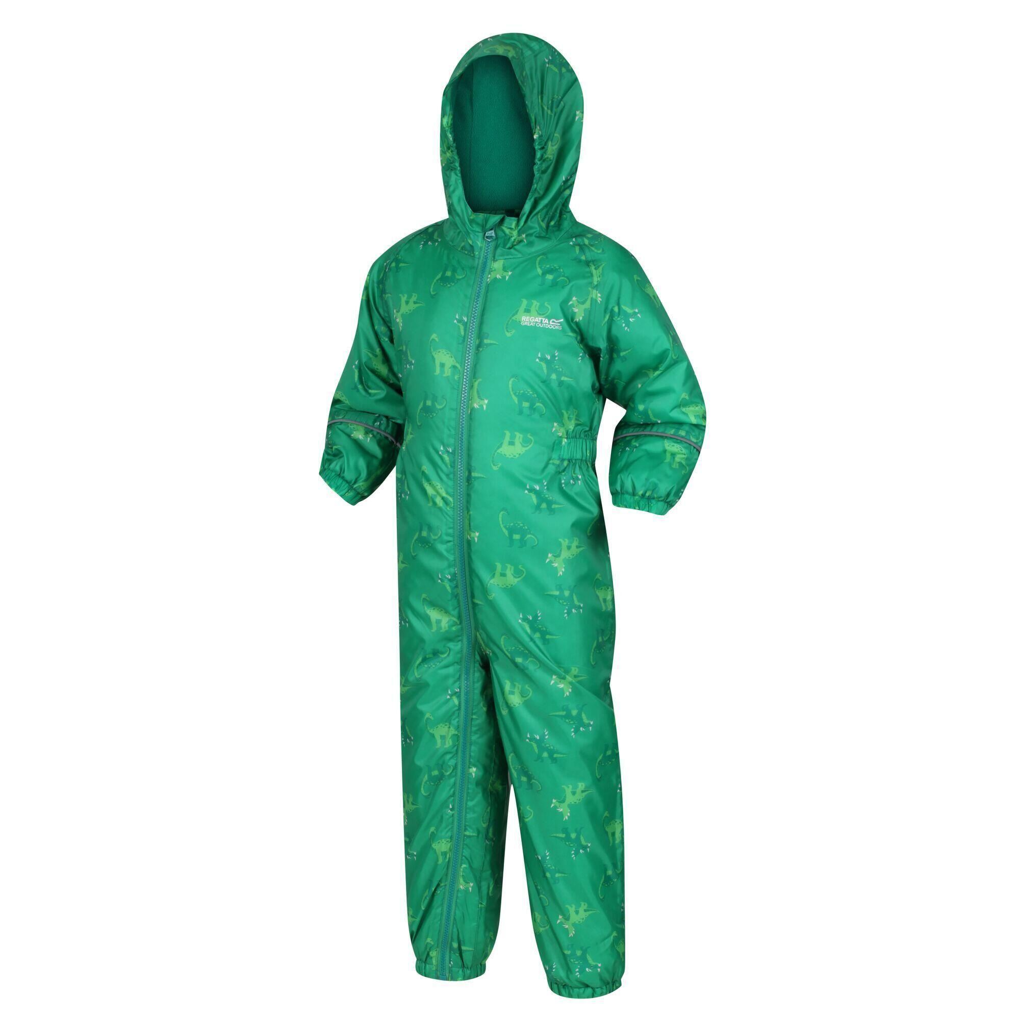 Childrens/Kids Printed Splat II Hooded Rainsuit (Jellybean Green) 4/5