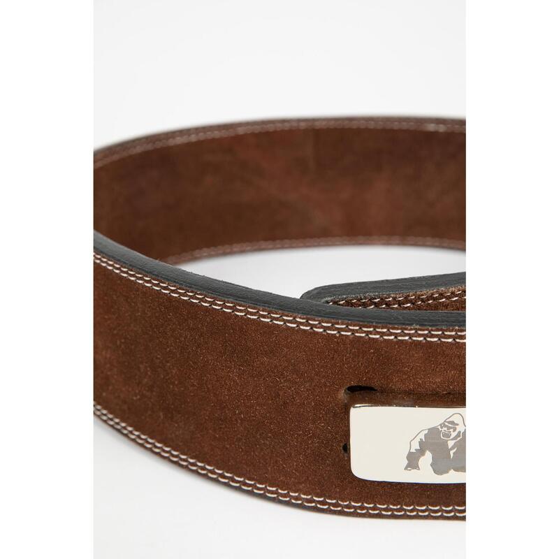 4 Inch Leather Lever Belt - Brown /XL