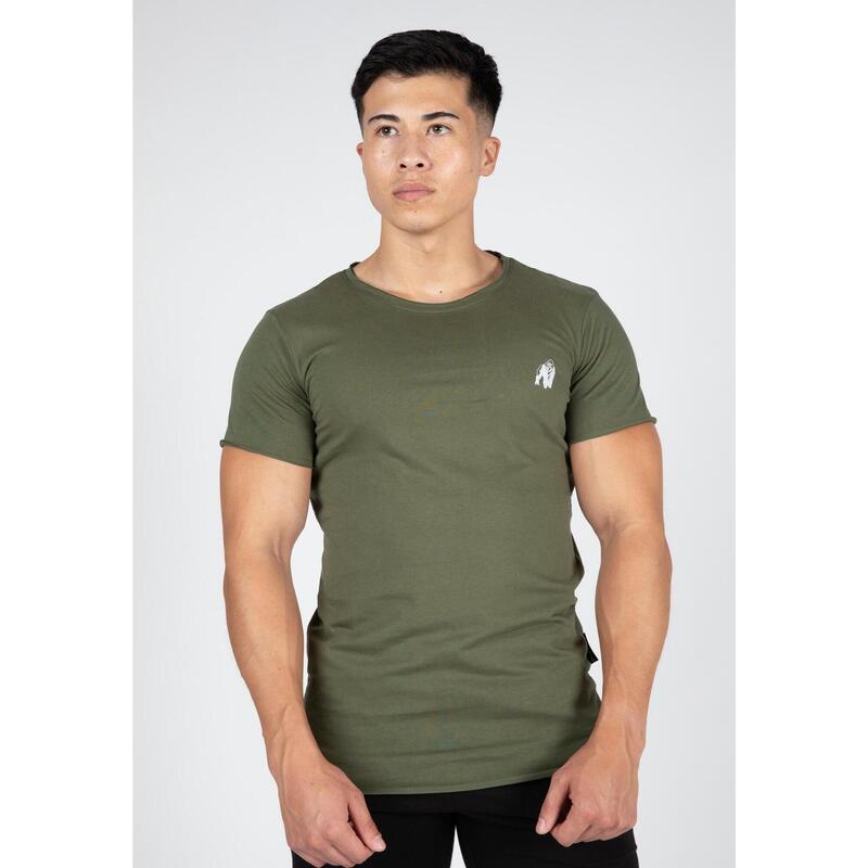 Camiseta Musculación Manga Corta Algodón Hombre GORILLA WEAR York Verde