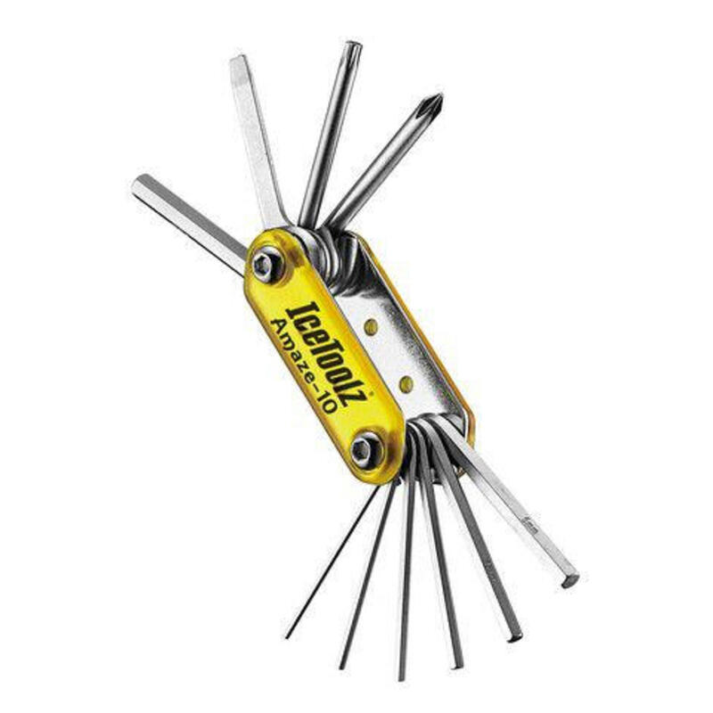 Multitool Amaze 12x6x4 cm staal zilver/geel 10-delig