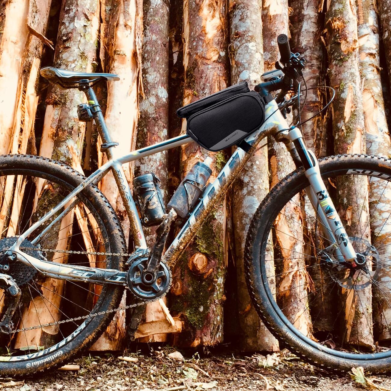 Schwarze Fahrradtasche mit abnehmbarer Hülle für Smartphones bis 6,5 Zoll, 1,5L 5/7