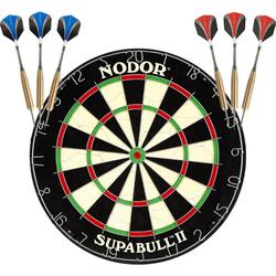 Cible de fléchettes Nodor Supabull + 2 lots ABCdarts Sniper D'or Darts