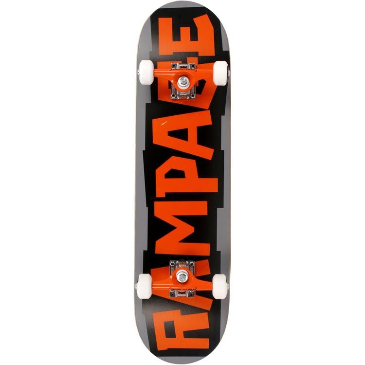 Rampage Block Logo Skateboard - Orange Grey 1/4