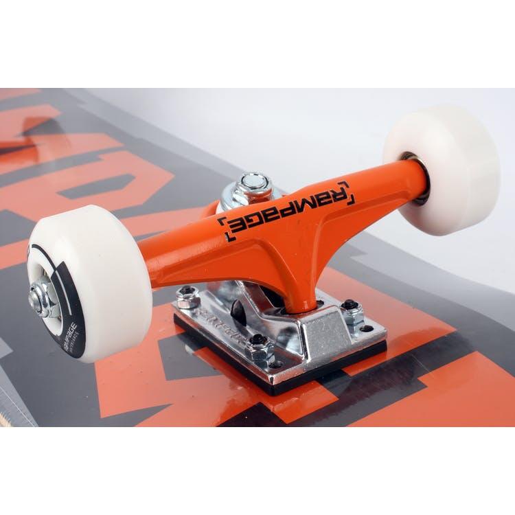 Rampage Block Logo Skateboard - Orange Grey 2/4