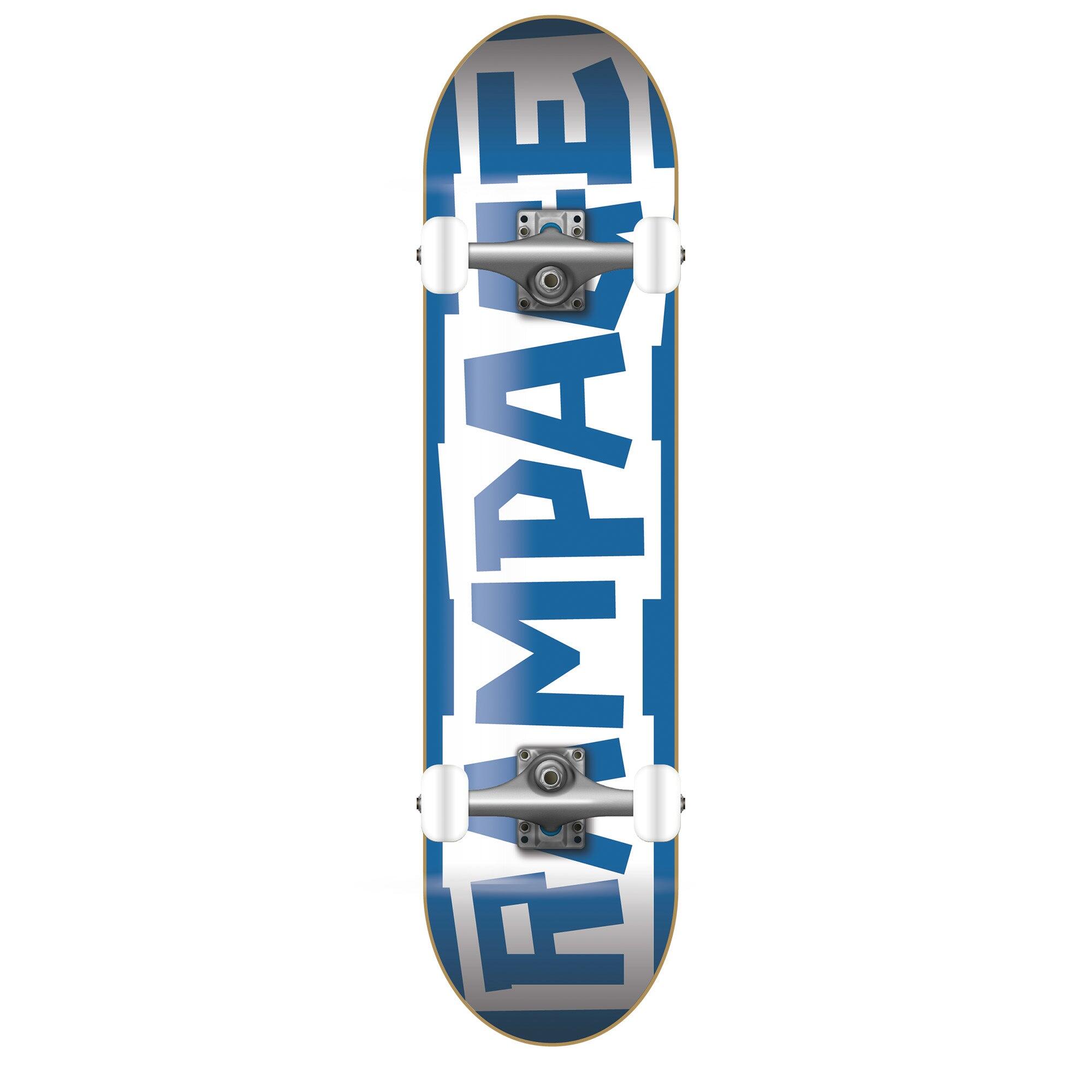 Rampage Block Logo Skateboard - Blue White 1/5
