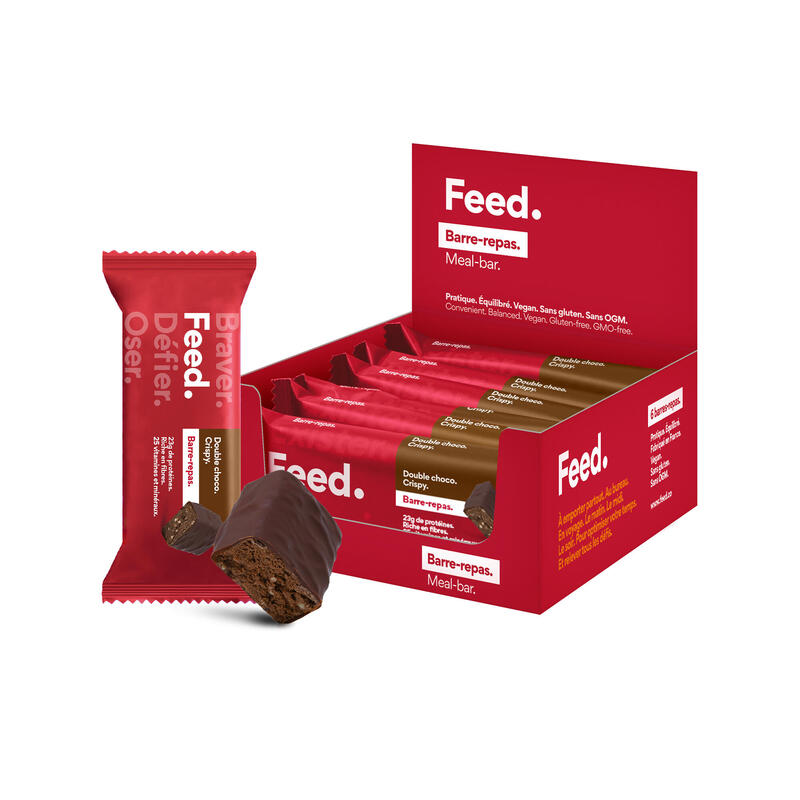 Barre-repas Double Chocolat hyper-protéinée et vegan X6