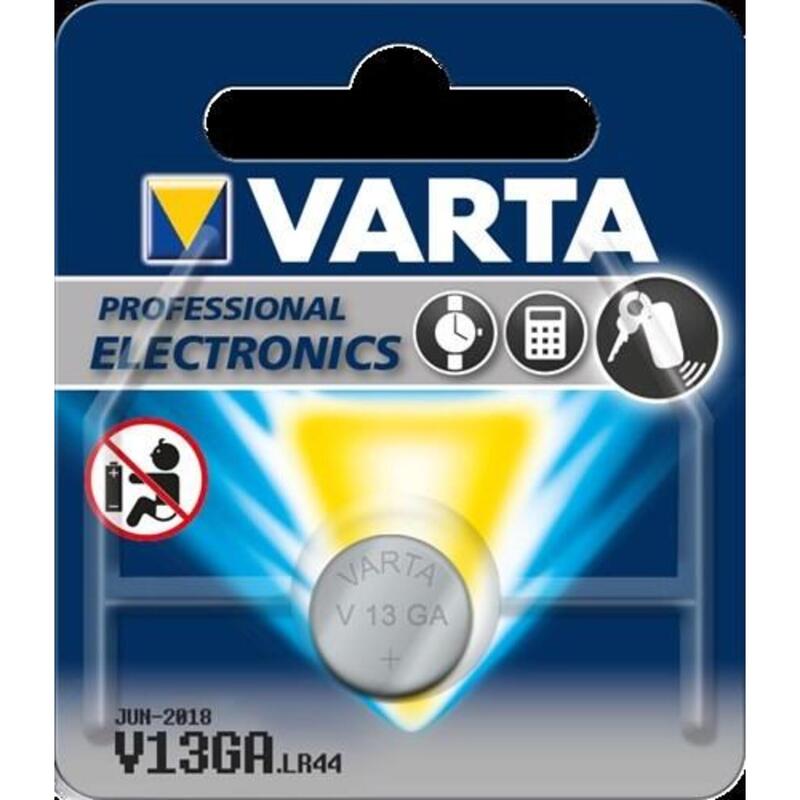 Varta Alkaline knoopcel V13GA/LR44 1.5V batterij, per stuk in blister.
