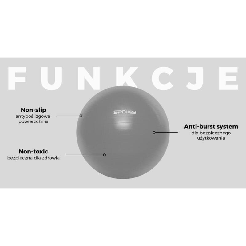 Minge fitness Spokey Fitball III 75 cm, PVC, pompa inclusa, Gri