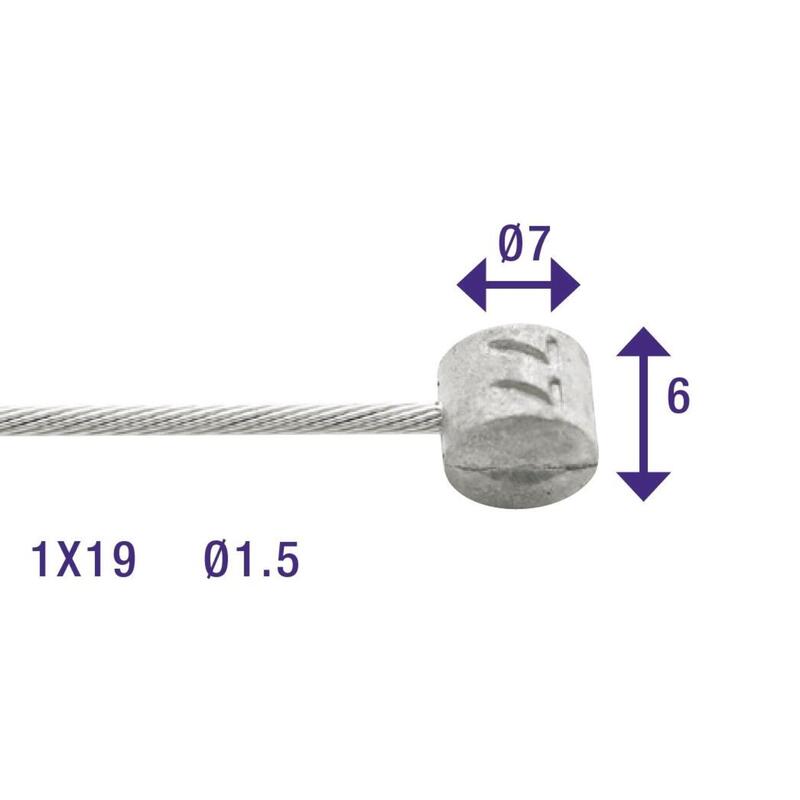 Elvedes Câble intérieur de frein 2250mm galvanisé ø1,5mm T-nipple (sur carte)