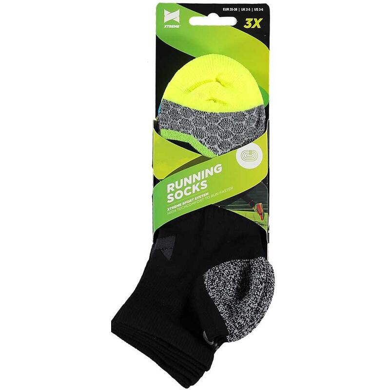 Xtreme Chaussettes de course mi-hauteur 3 paires Multicolore Noir