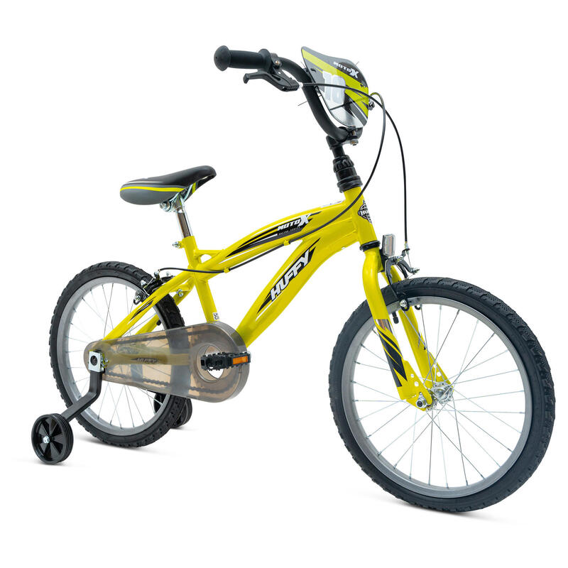 Huffy Moto X 18" Boys Bike Yellow 5-7yrs Quick Connect Assembly + Stabilisers