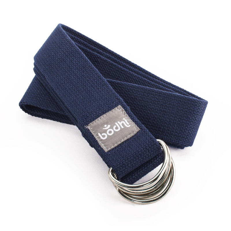 Yamala Belt Yogagurt 2 in 1, Baumwolle blau, Metallringe an beiden Enden