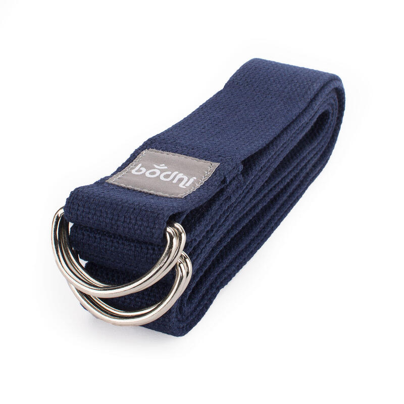 Yamala Belt Yogagurt 2 in 1, Baumwolle blau, Metallringe an beiden Enden