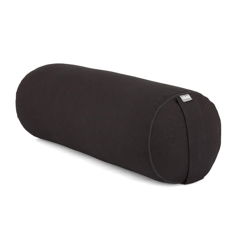 Yoga-Bolster (rund) BASIC schwarz, Dinkelhülsen