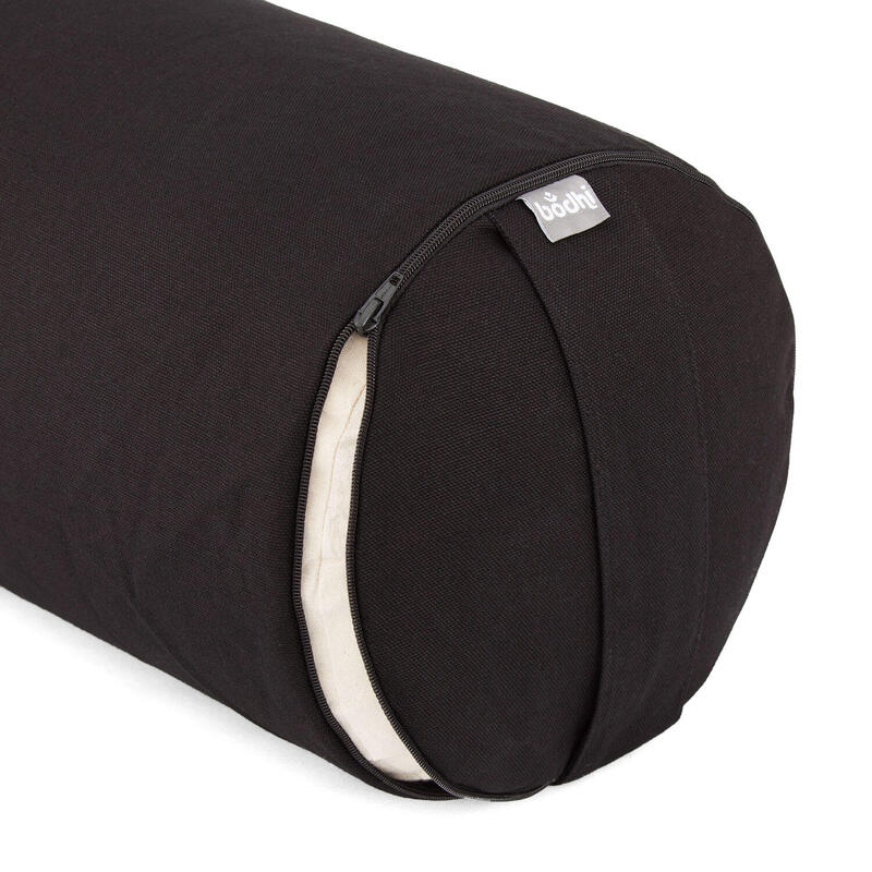 Yoga-Bolster (rund) BASIC schwarz, Dinkelhülsen