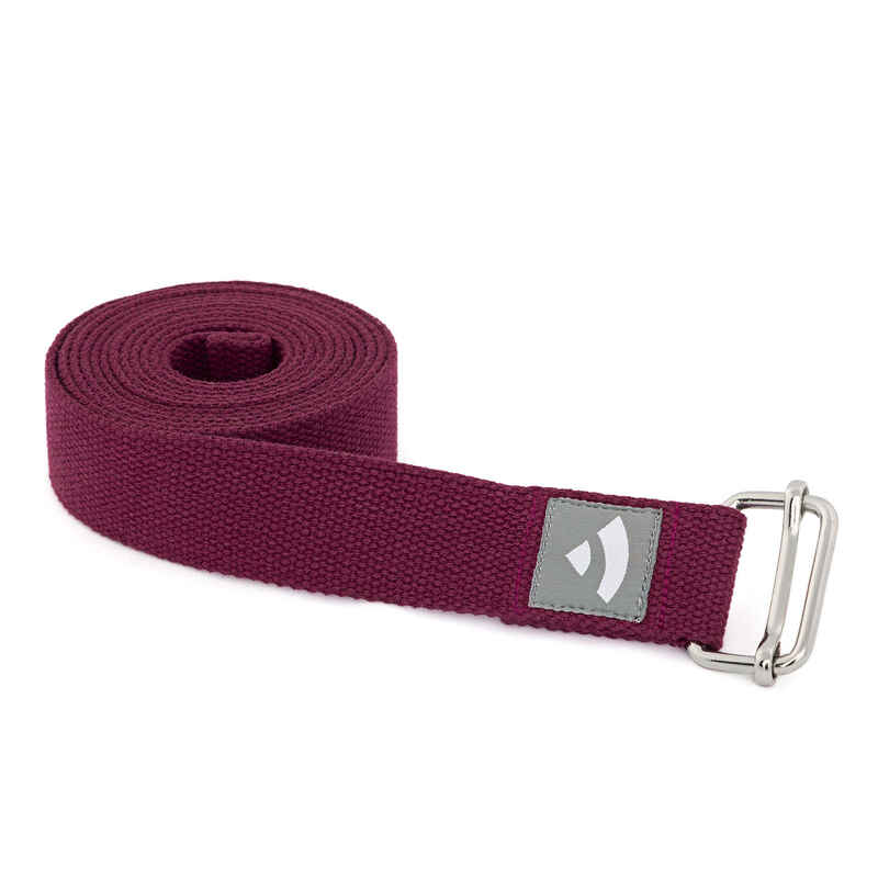 Yogagurt Asana Belt, Schiebeschnalle Baumwolle aubergine