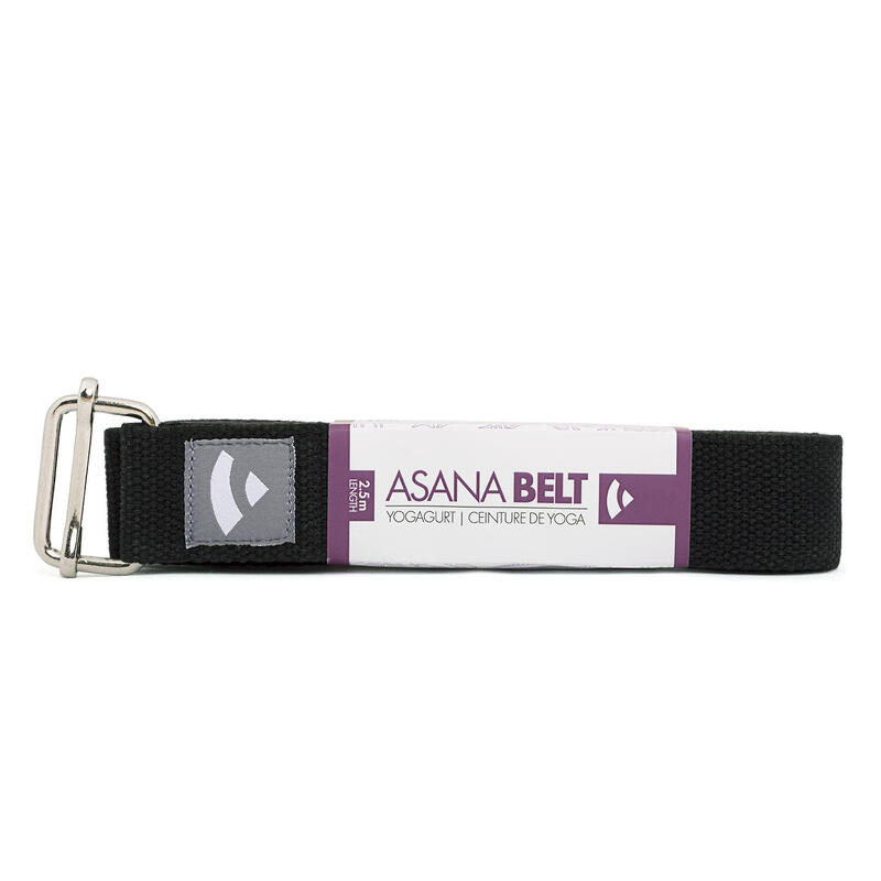 Yogagurt Asana Belt, Schiebeschnalle Baumwolle schwarz