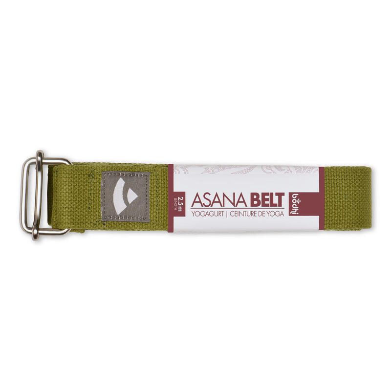 Yogagurt Asana Belt, Schiebeschnalle Baumwolle olive