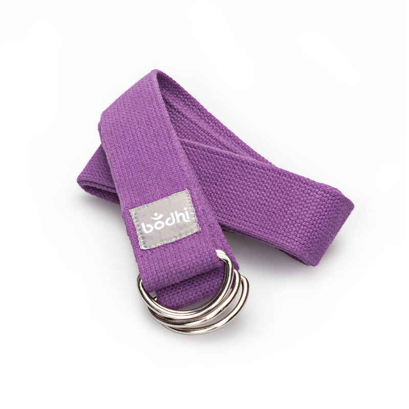 Yamala Belt Yogagurt 2 in 1, Baumwolle lila, Metallringe an beiden Enden