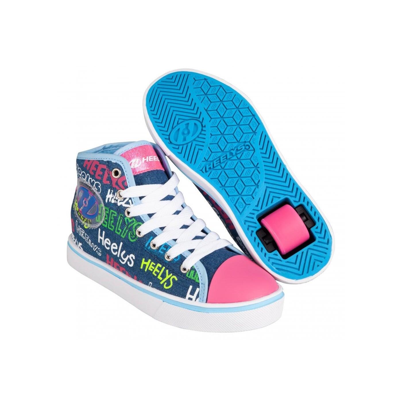 HEELYS Veloz Blue/Denim/Multi Logo Kids Heely Shoe