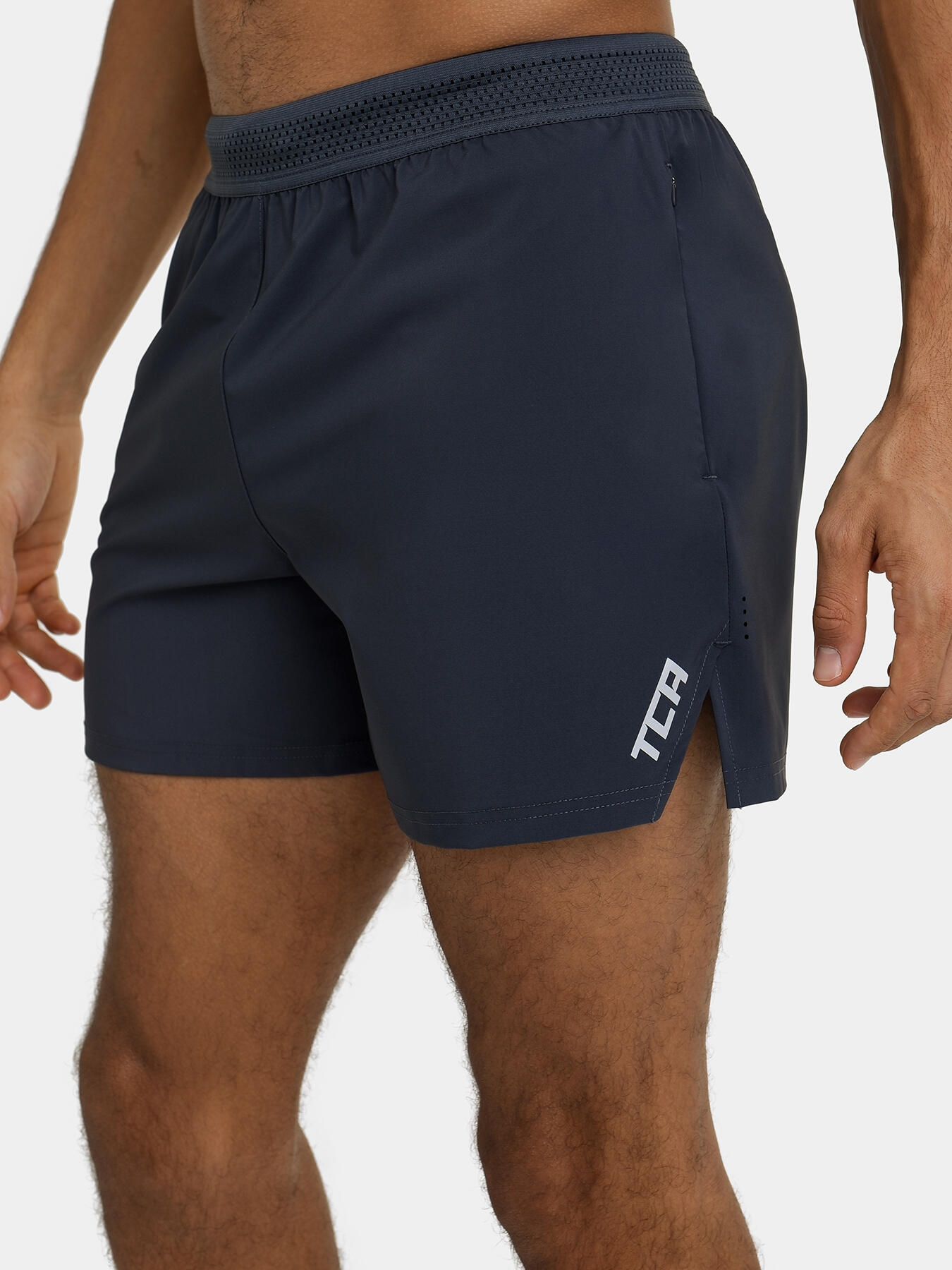 Men's Flyweight Running Shorts with Zipped Pockets - Smoke Grey 3/5