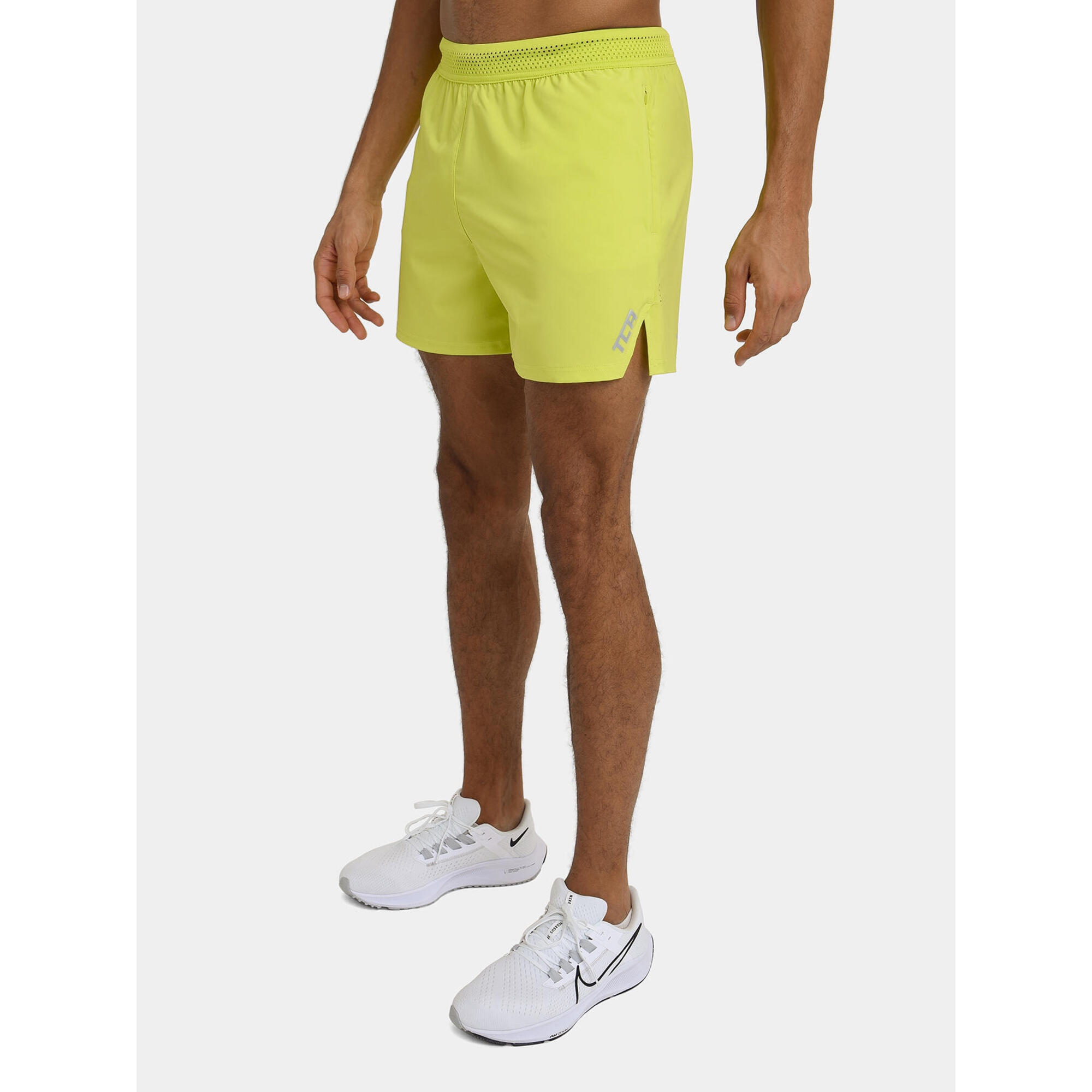 TCA Men's Flyweight Running Shorts with Zipped Pockets - Lime Punch