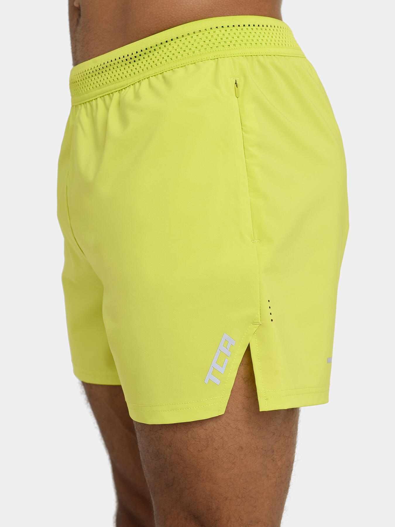Men's Flyweight Running Shorts with Zipped Pockets - Lime Punch 3/5