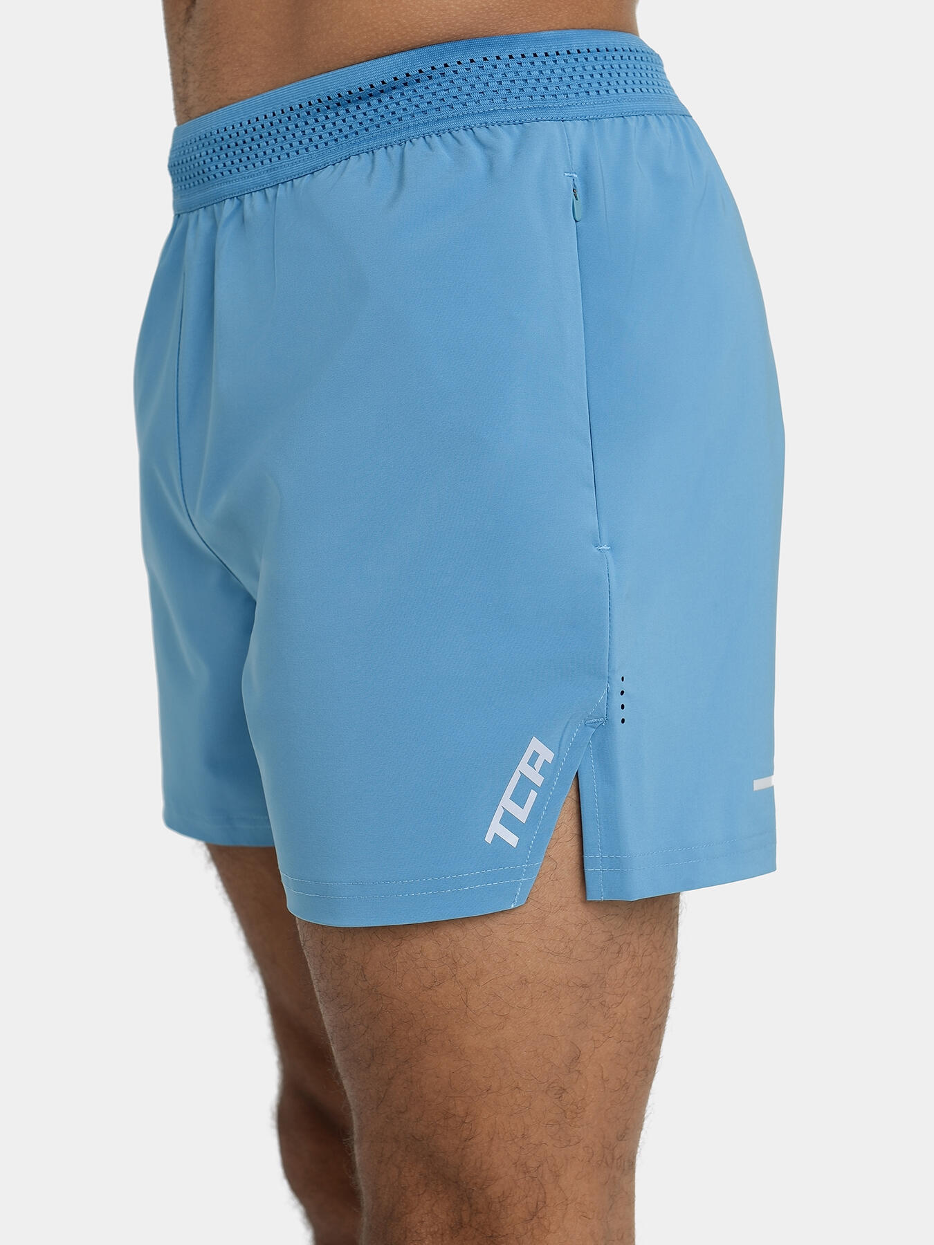 Men's Flyweight Running Shorts with Zipped Pockets - Powder Blue 3/5