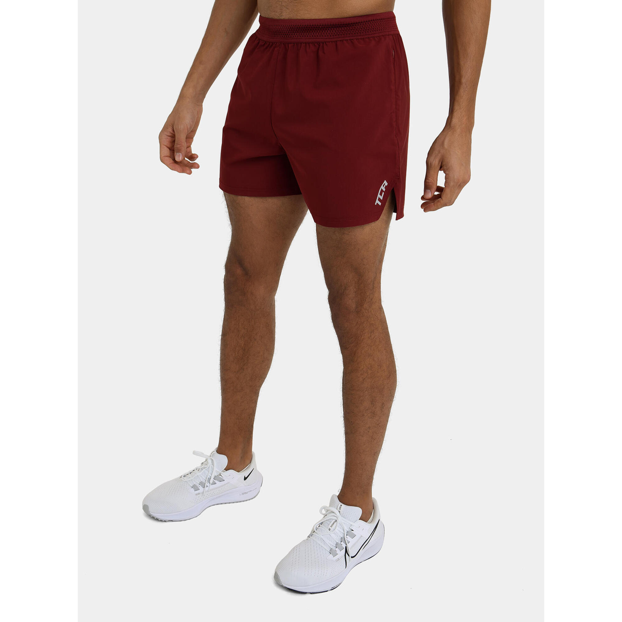 Men's Flyweight Running Shorts with Zipped Pockets - Maroon 1/5