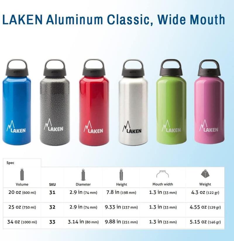 Botella de agua de aluminio Futura cuello estrecho - 1,5 litros