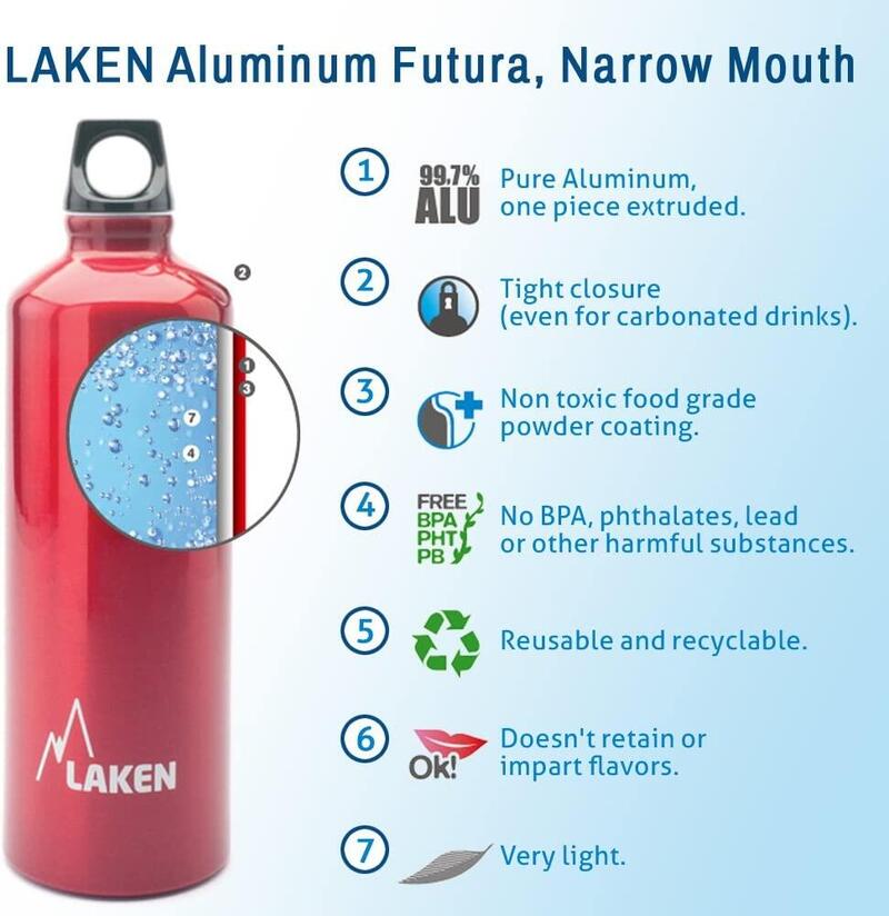 Bouteille d'eau en aluminium Futura goulot étroit - 1,5 Litre - LAKEN