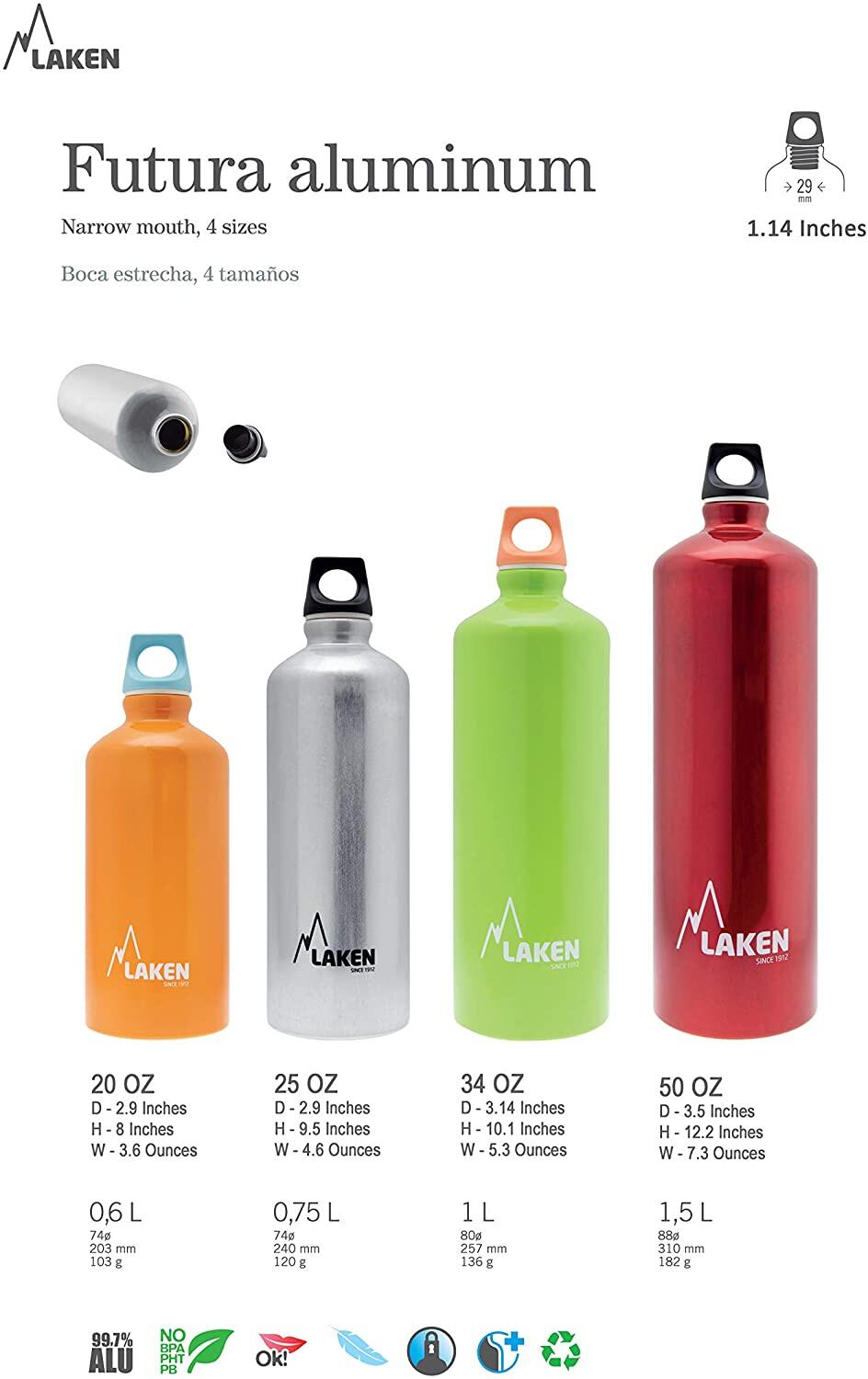 Botella de aluminio Futura – LAKEN 3/4