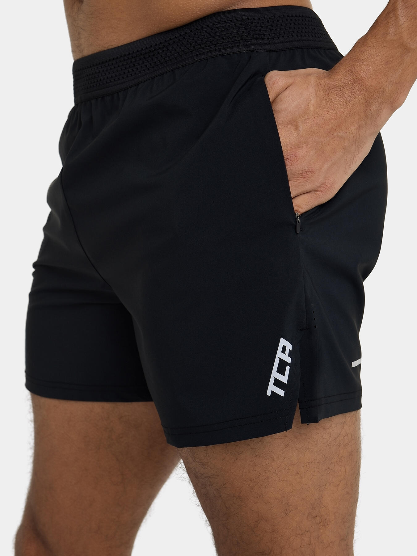 Men's Flyweight Running Shorts with Zipped Pockets - Black Stealth 3/5
