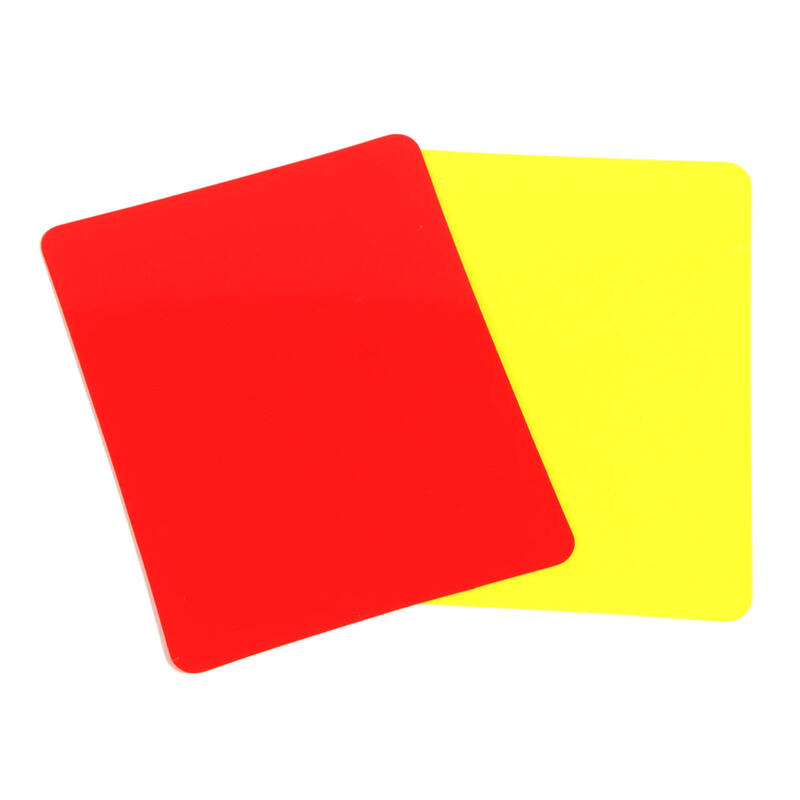 PVC scheidsrechterskaarten (set van 2, 1 rood en 1 geel)